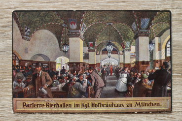 AK München / 1924 / Künstlerkarte F. Quidenus / Hofbräuhaus Wirtin Bedienung Gäste Einrichtung Möbel